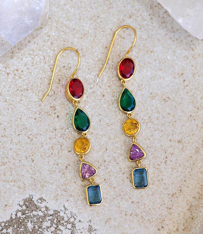 Karen Kane Multi Mixed Gemstone Dangle Earrings Karen Kane