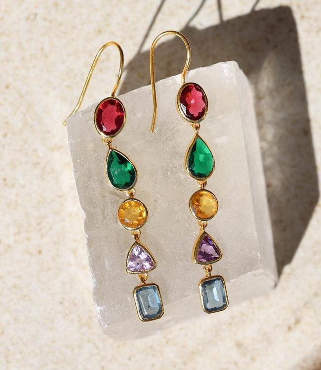 karen kane Multi Mixed Gemstone Dangle Earrings Karen Kane