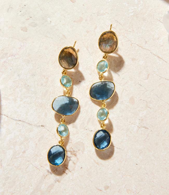 karen kane Multi Mixed Gemstone Strand Earrings Karen Kane