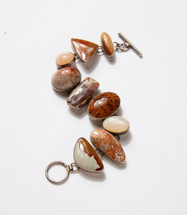 Karen Kane Multi Mosaic Natural Stone Link Bracelet Karen Kane