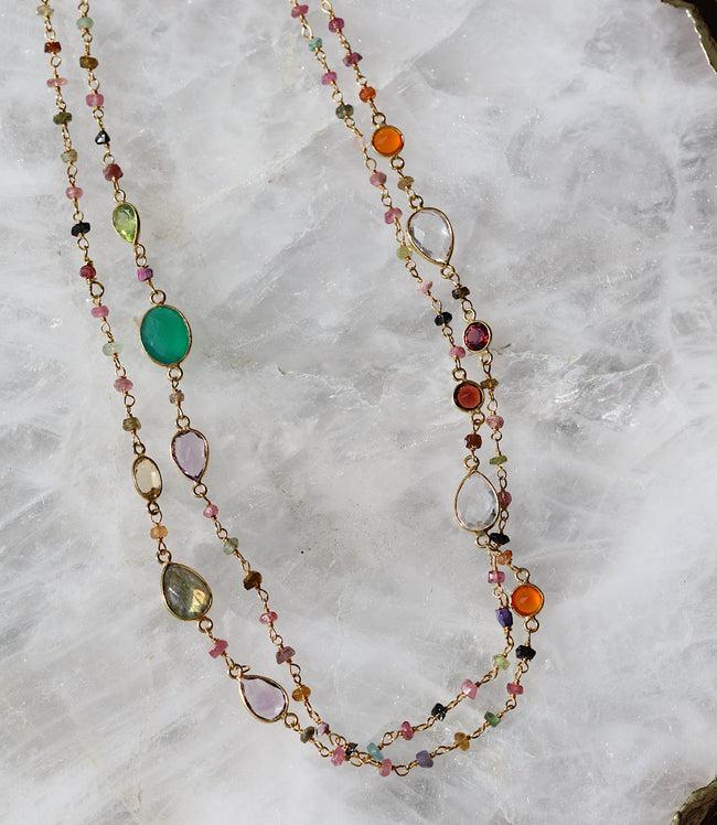 Karen Kane Multi Multi Color Beaded Gemstone Necklace Karen Kane