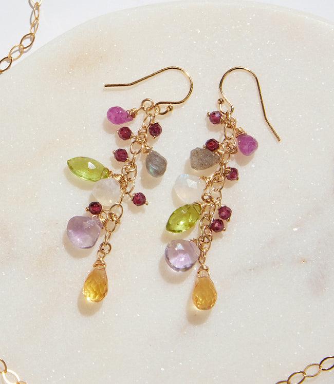 karen kane Multi Multi Gemstone Cluster Earrings Karen Kane