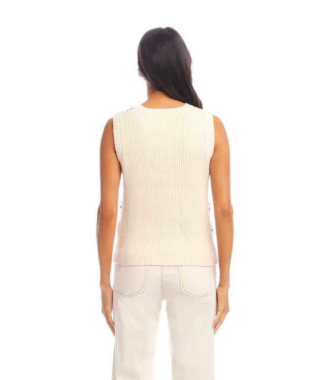 Karen Kane Multi Patchwork Crochet Sweater Tank Karen Kane