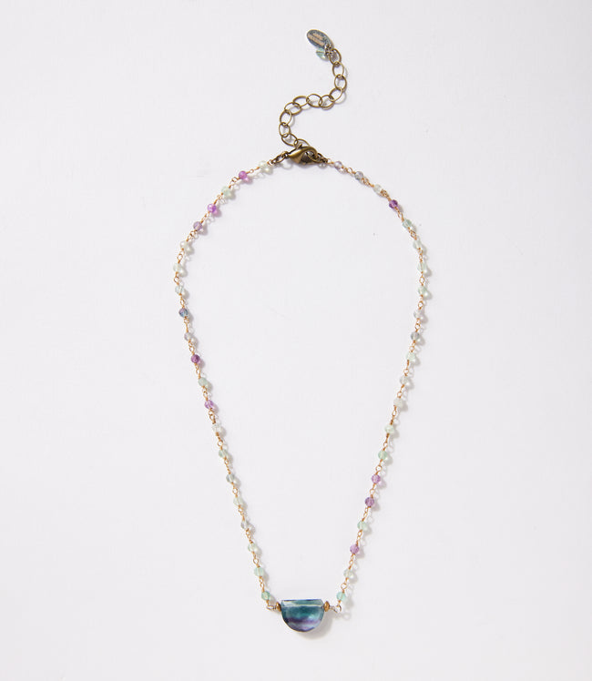 Karen Kane Multi Rainbow Gemstone Half Circle Necklace Karen Kane