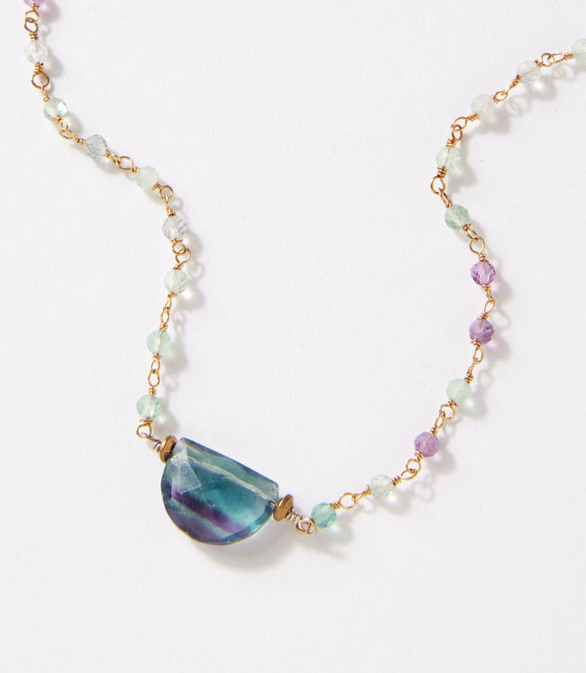karen kane Multi Rainbow Gemstone Half Circle Necklace Karen Kane