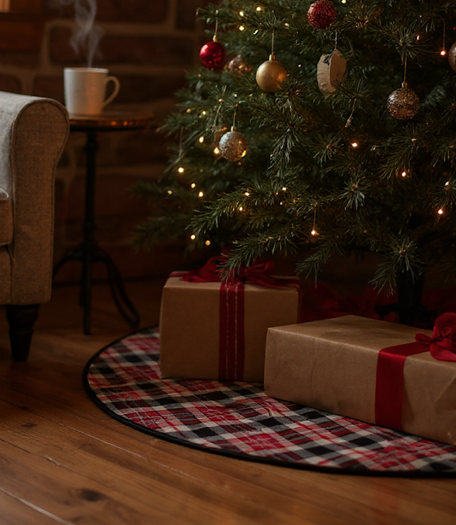 karen kane Multi Reversible Plaid & Leopard Christmas Tree Skirt Karen Kane