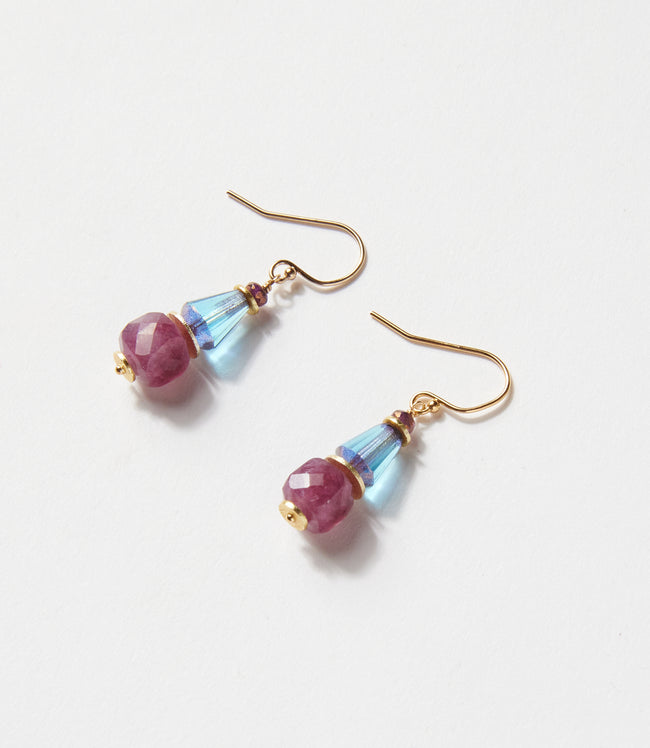 Karen Kane Multi Ruby And Blue Glass Earrings Karen Kane