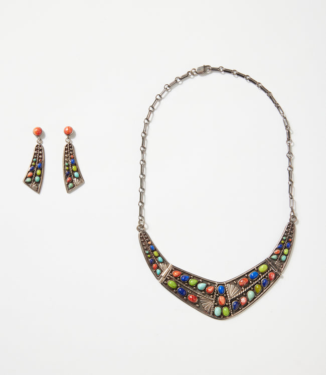 Karen Kane Multi Sterling Silver Turquoise And Gemstone Collar Set Karen Kane