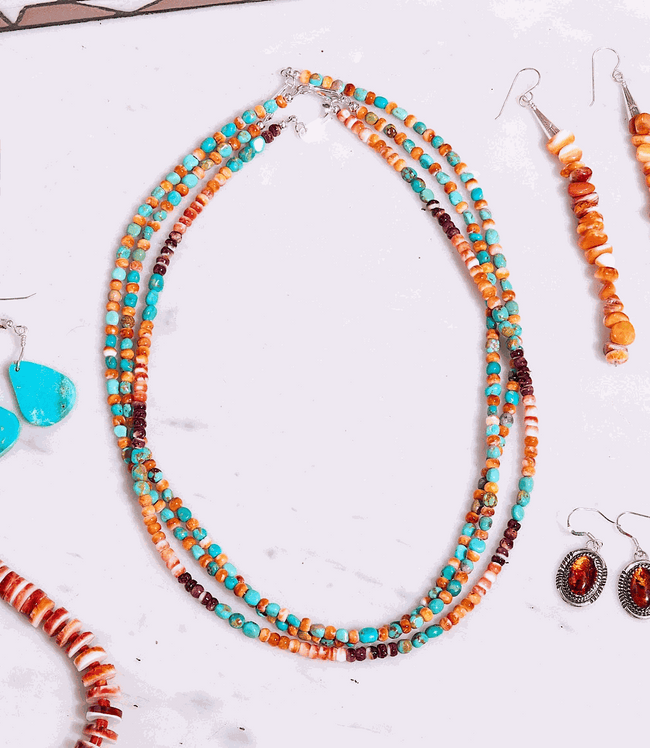 Karen Kane Multi Turquoise And Spiny Oyster Beaded Necklace Karen Kane