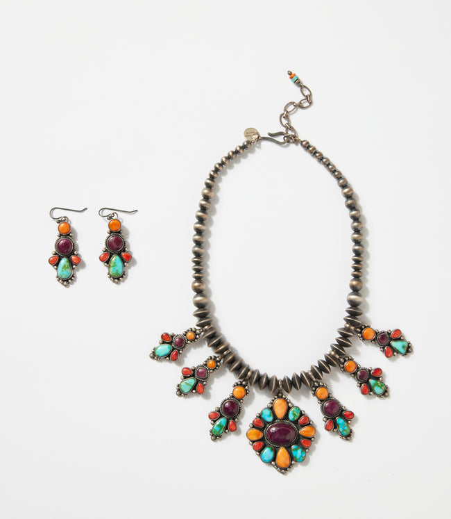 Karen Kane Multi Turquoise Cluster Necklace And Earring Set Karen Kane