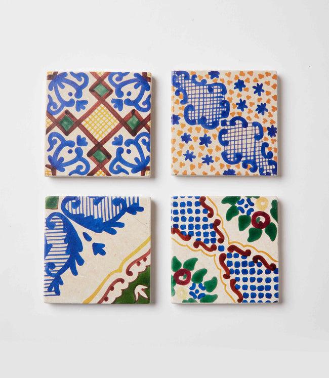 karen kane Multi Vintage Pattern Tiled Coasters Set of 4 Karen Kane