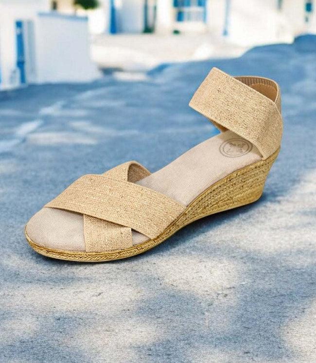 Karen Kane Natural Cannon Espadrille Wedge Linen Sandals Karen Kane