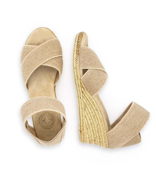 Karen Kane Natural Cannon Espadrille Wedge Linen Sandals Karen Kane