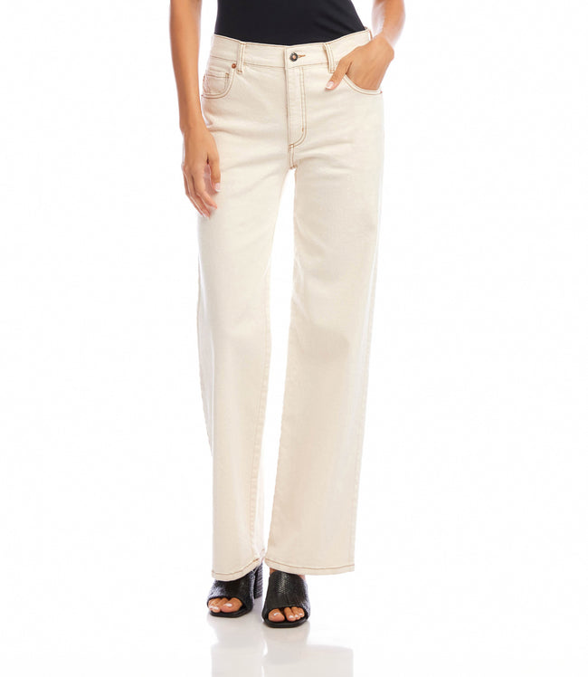 Karen Kane Natural Full Length Wide-Leg Jeans Karen Kane