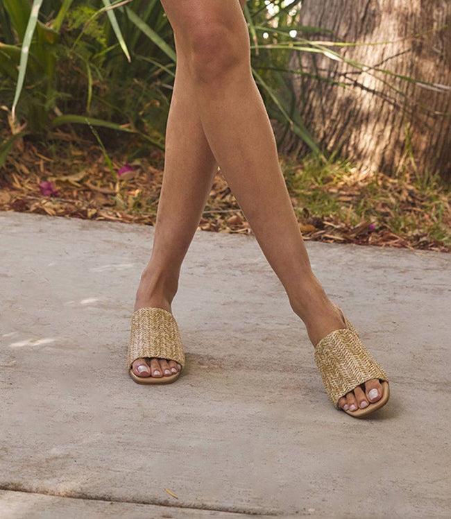 Karen Kane Natural Pepper Mid Heel Sandals Karen Kane