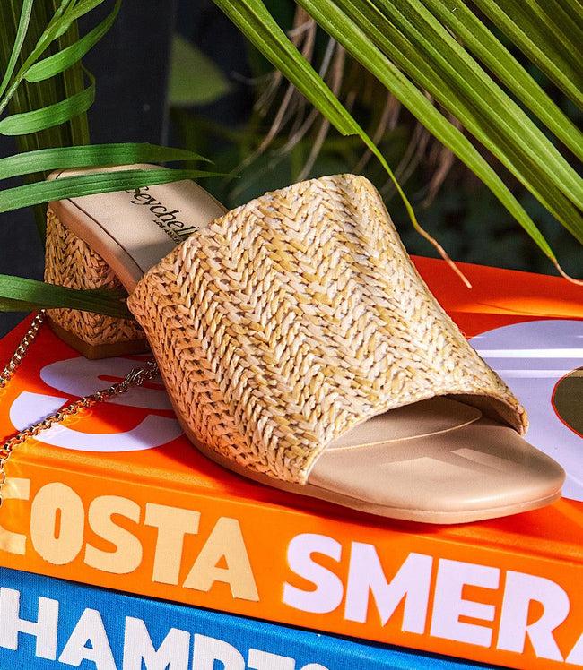 karen kane Natural Pepper Mid Heel Sandals Karen Kane