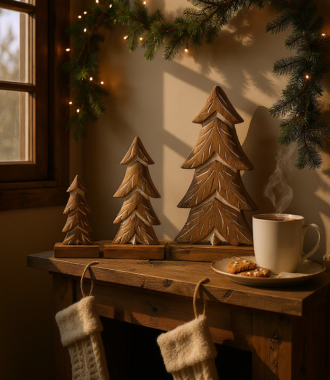 karen kane Natural Wooden Pine Trees Set Of 3 Karen Kane