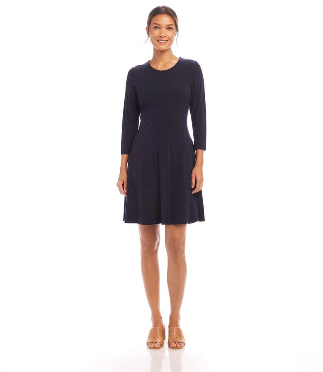 Karen Kane Navy 3/4 Sleeve Fit & Flare Dress Karen Kane