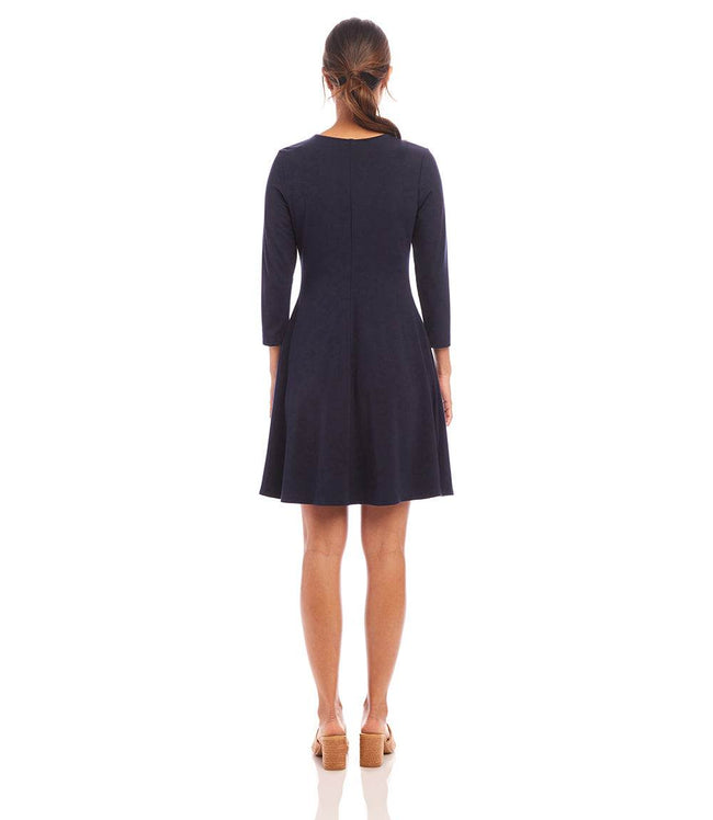 Karen Kane Navy 3/4 Sleeve Fit & Flare Dress Karen Kane