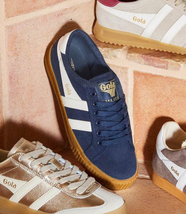 Karen Kane Navy Gola Badminton Suede Plimsoll Sneakers Karen Kane