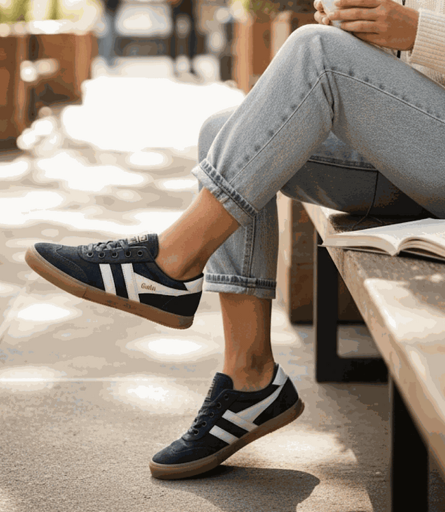 karen kane Navy Gola Badminton Suede Plimsoll Sneakers Karen Kane