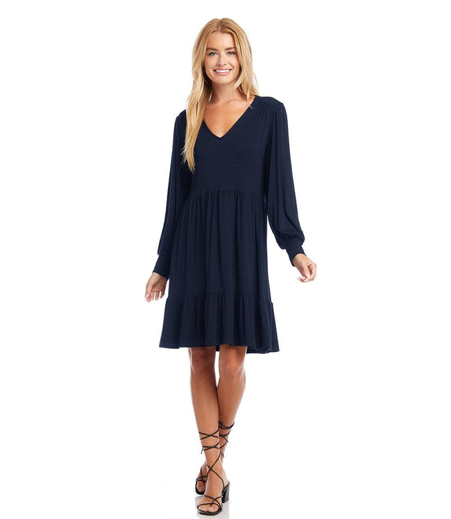 Karen Kane Navy Long Sleeve Tiered Dress Karen Kane