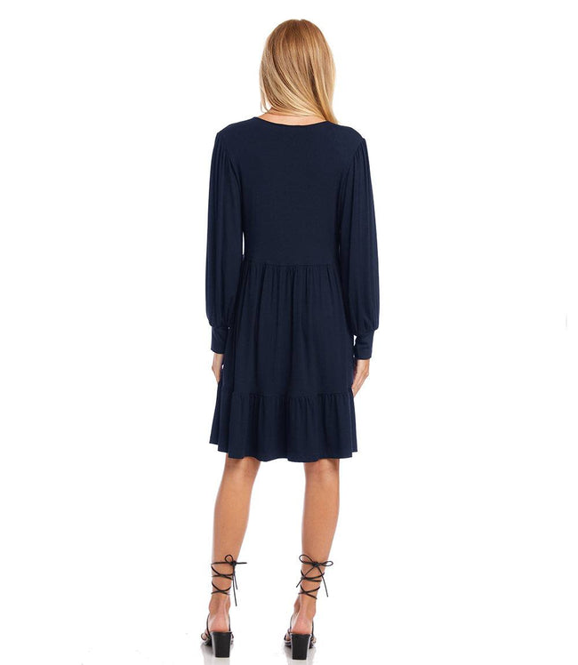 Karen Kane Navy Long Sleeve Tiered Dress Karen Kane