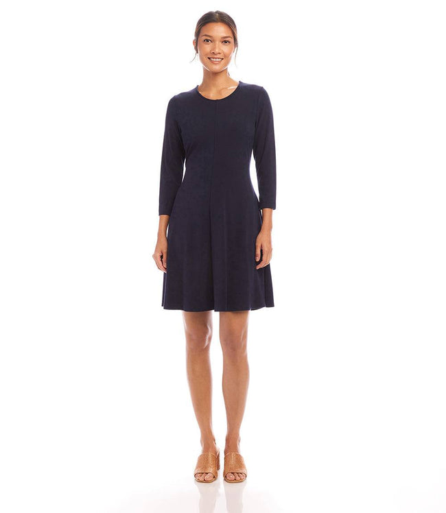 Karen Kane Navy Petite Size 3/4 Sleeve Fit & Flare Dress Karen Kane
