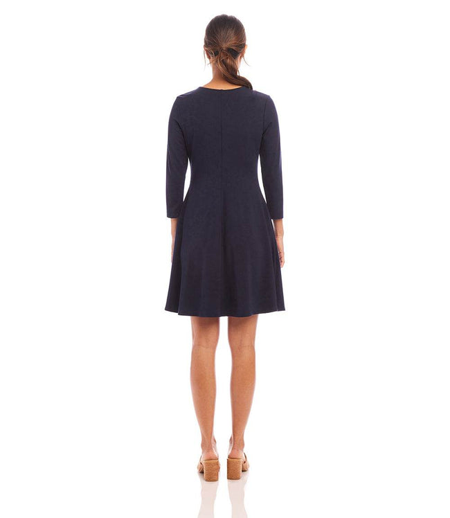 Karen Kane Navy Petite Size 3/4 Sleeve Fit & Flare Dress Karen Kane