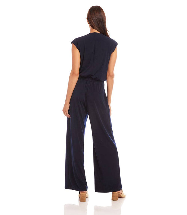 Karen Kane Navy Petite Size Sleeveless Travel Jersey Jumpsuit Karen Kane