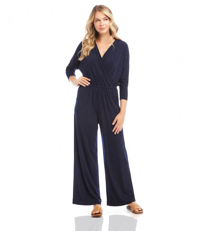 Karen Kane Navy Petite Size Travel Jersey Jumpsuit Karen Kane