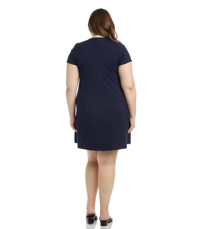 Karen Kane Navy Plus Size Quinn V-Neck Pocket Dress Karen Kane