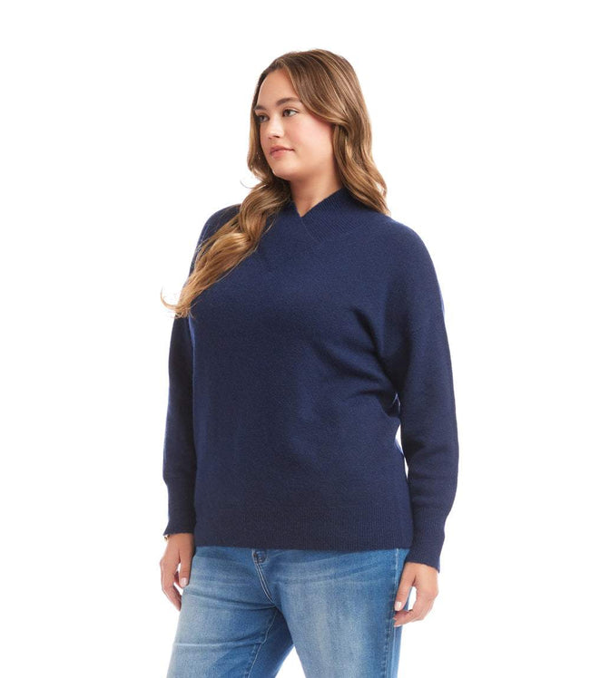 Karen Kane Navy Plus Size Shawl Collar Sweater Karen Kane