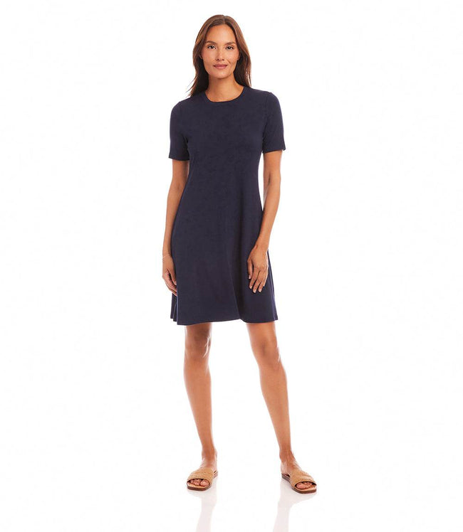 Karen Kane Navy Short Sleeve A-Line Dress Karen Kane