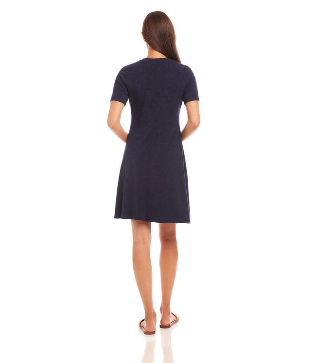 Karen Kane Navy Short Sleeve A-Line Dress Karen Kane