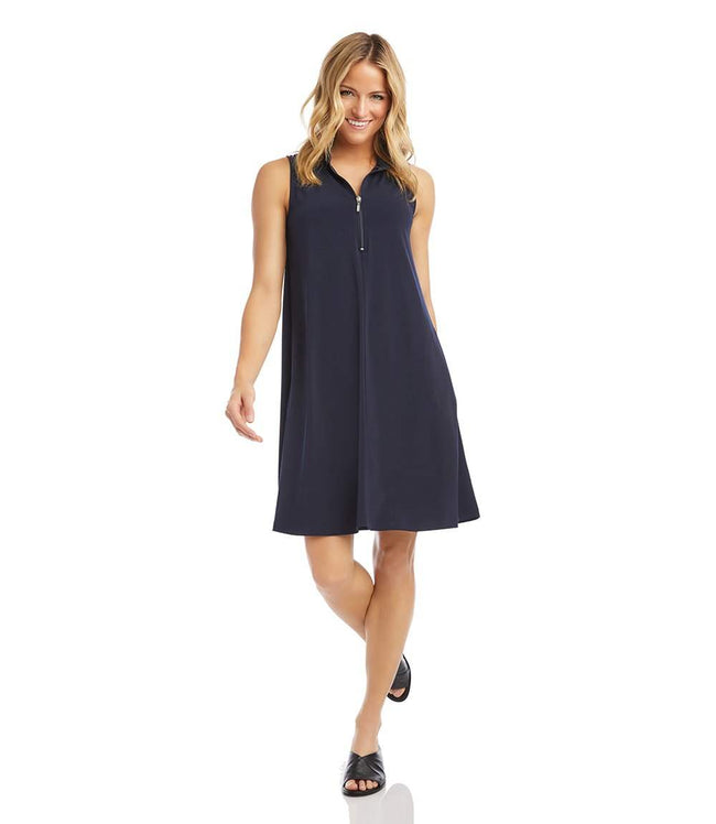 Karen Kane Navy Sleeveless Zip-Up Travel Dress Karen Kane