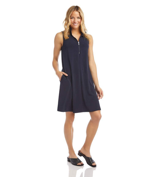 Karen Kane Navy Sleeveless Zip-Up Travel Dress Karen Kane