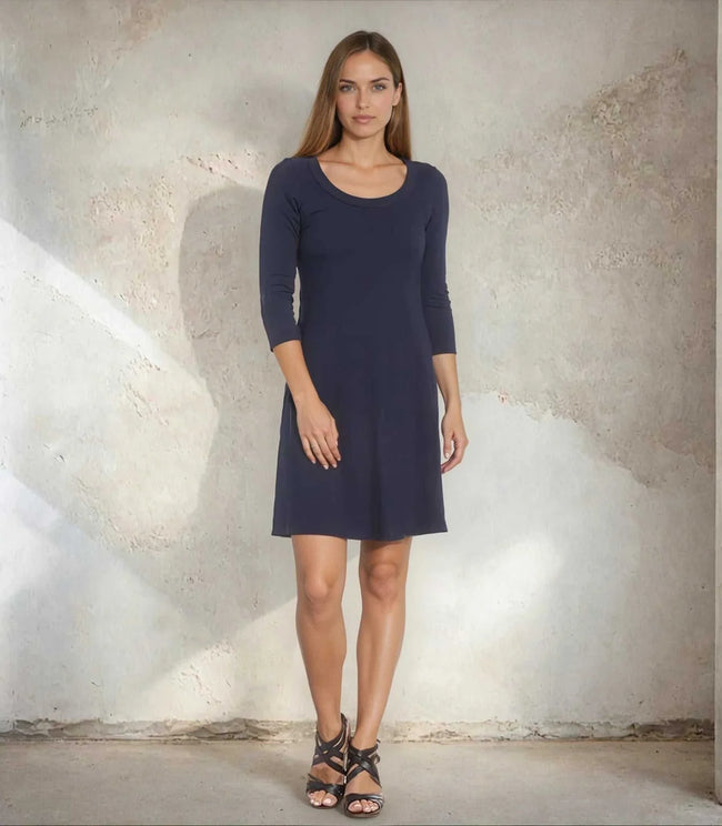 karen kane Navy Three Quarter Sleeve A-Line Dress Karen Kane