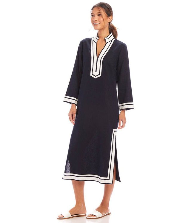 Karen Kane Navy With Off White The St. Tropez Midi Dress Karen Kane