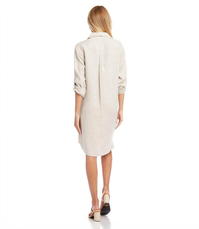 Karen Kane Oatmeal Petite Size Linen Shirtdress Karen Kane