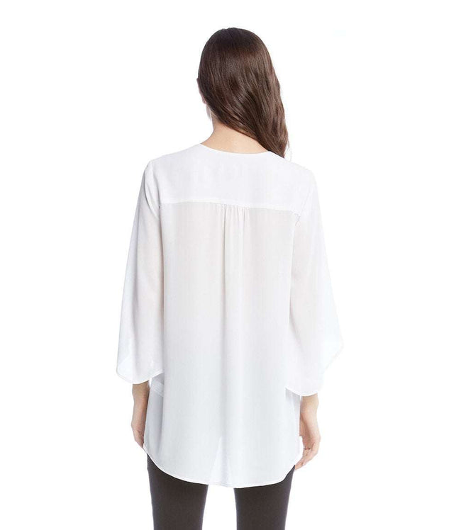 Karen Kane Off White Bracelet Sleeve Asymmetric Top Karen Kane