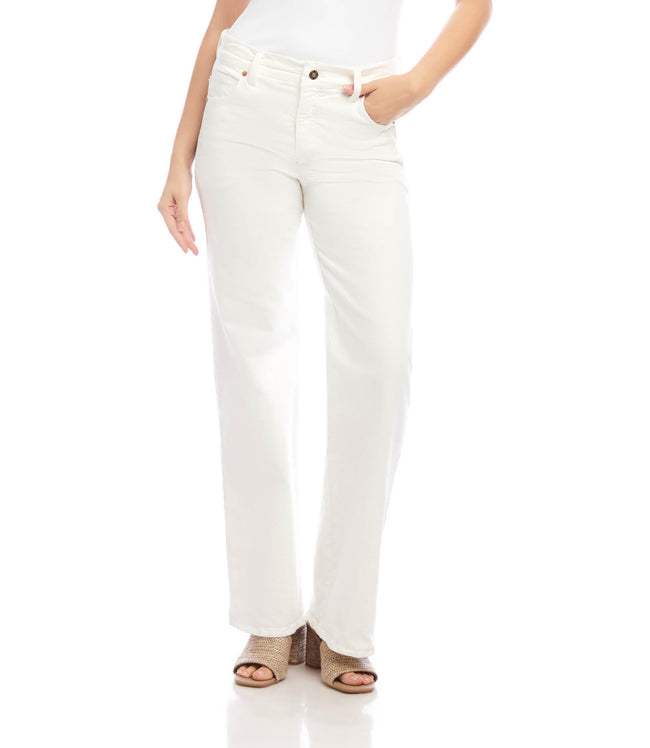 Karen Kane Off White Full Length Wide-Leg Jeans Karen Kane