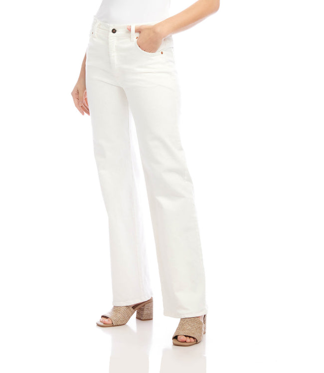 Karen Kane Off White Full Length Wide-Leg Jeans Karen Kane