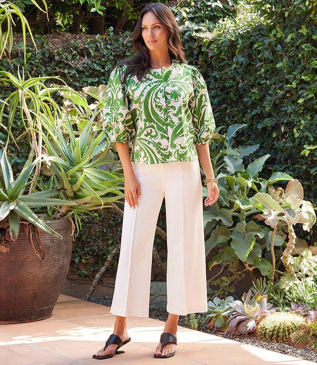 Karen Kane Off White Pintuck Wide Leg Pants Karen Kane