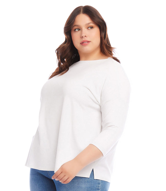 Karen Kane Off White Plus Size Boatneck Top Karen Kane