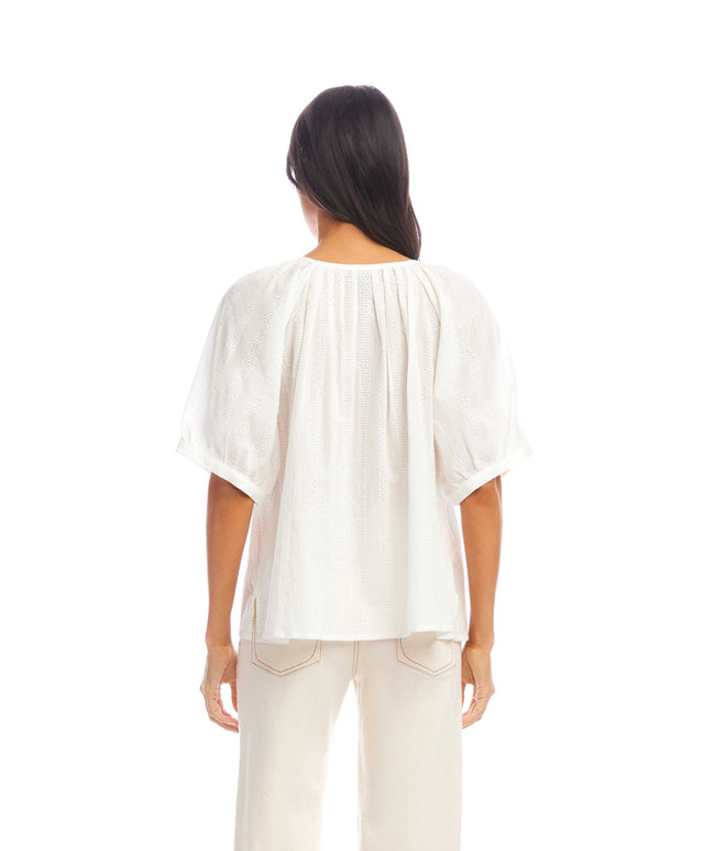 Karen Kane Off White Short Sleeve Embroidered Peasant Top Karen Kane