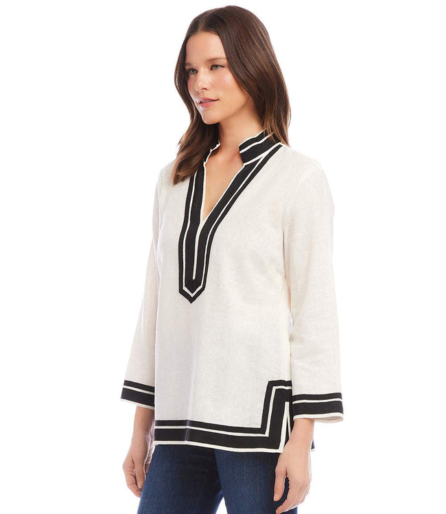 Karen Kane Off White With Black Petite Size The St. Tropez Tunic Karen Kane