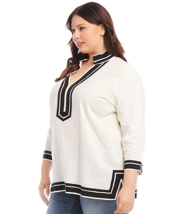 Karen Kane Off White With Black Plus Size The St. Tropez Tunic Karen Kane