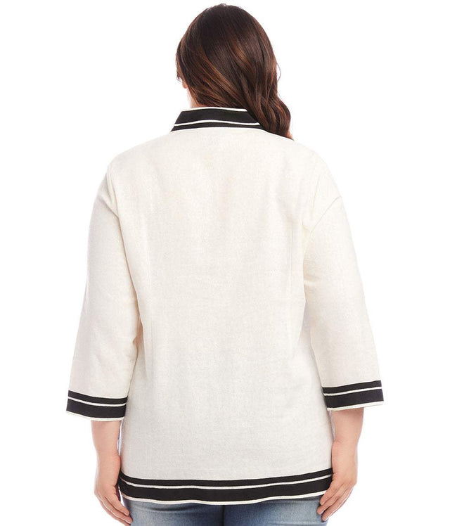 Karen Kane Off White With Black Plus Size The St. Tropez Tunic Karen Kane