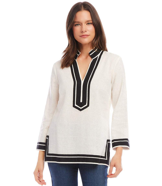 Karen Kane Off White With Black The St. Tropez Tunic Karen Kane